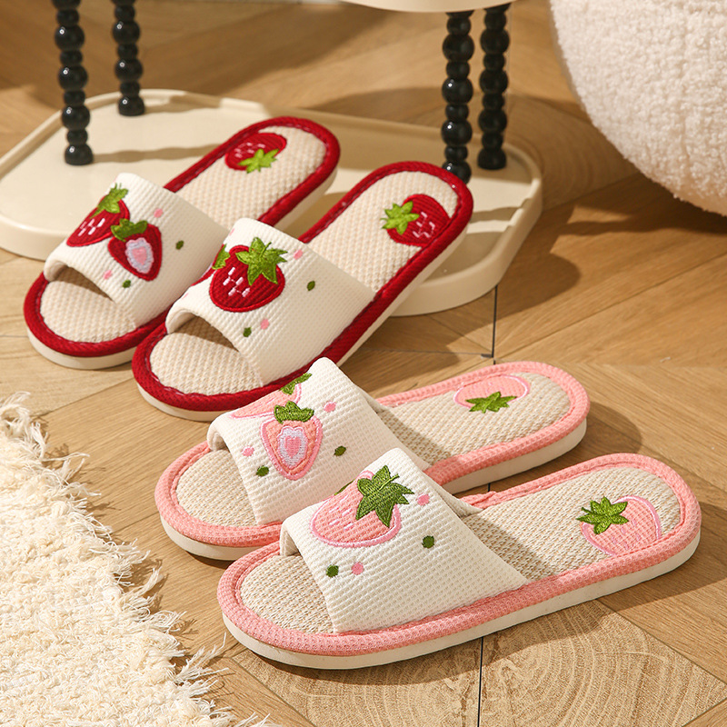 Home Textile - Sandal Rumah Wanita Bahan Linen Motif