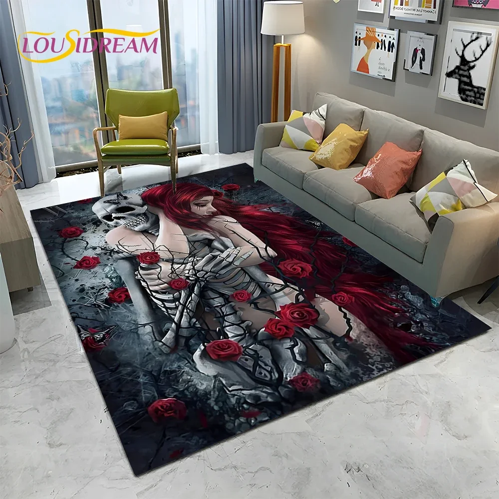 Karpet Tengkorak Wanita Gotik  - Home Textiles Sale ulasan dan harga